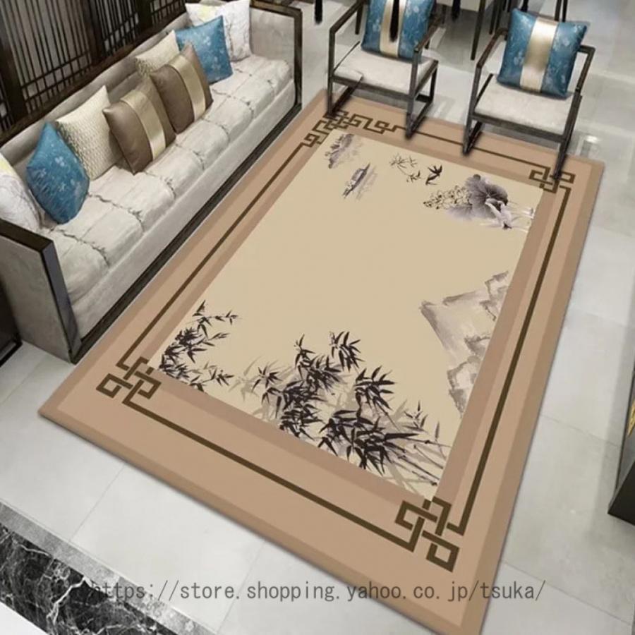 ラグ ラグマット カーペット 花柄 中国風 長方形 洗える ホットカーペットカバー センターラグ 絨毯 じ..