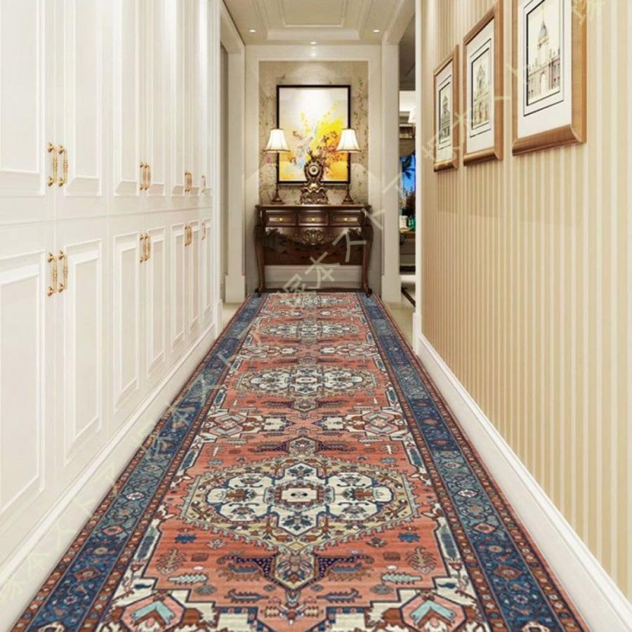 廊下 カーペット ロングマット ペット 滑り止めマット 防音 玄関マット ロング キッチンマット 高級 じゅうたん ラグマット マット キリム柄 おしゃれ