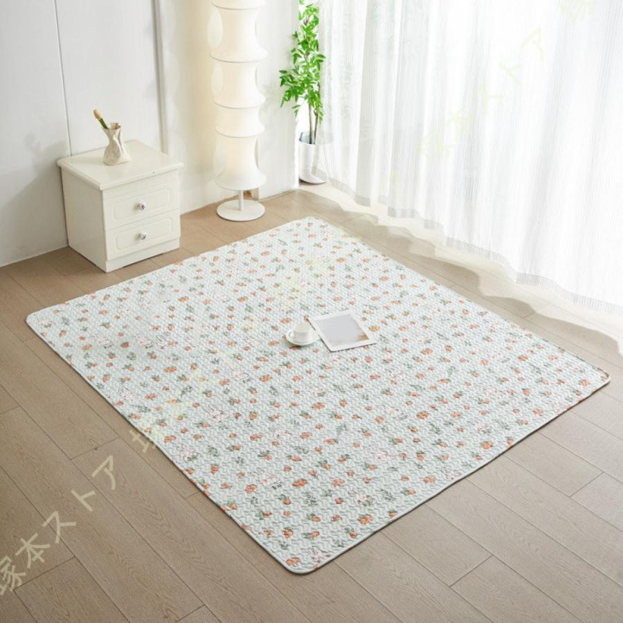 田園風 ラグ マット 長方形 北欧 ラグカーペット らぐ かーぺっと 洗える おしゃれ モダン かわいい 花柄 オールシーズン リビング 防音マット 無地 キルト
