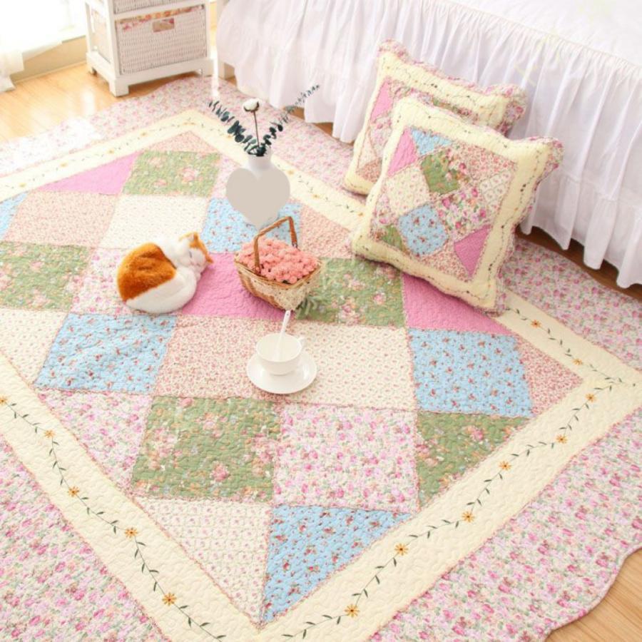 ラグ ラグマット 北欧 キルトラグ カーペット リビング ダイニング おしゃれ ブルックリン 綿 100％ キルティング 滑り止め 長方形 シンプル 無地 キルト