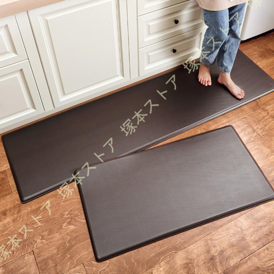 キッチンマット PVC素材 撥水加工 滑り止め 無地 120/180cm ロング 洗濯不要 すべりにくさ 北欧 おしゃれ はっ水 防水 拭ける 厚さ18mm ずれない 転倒防止