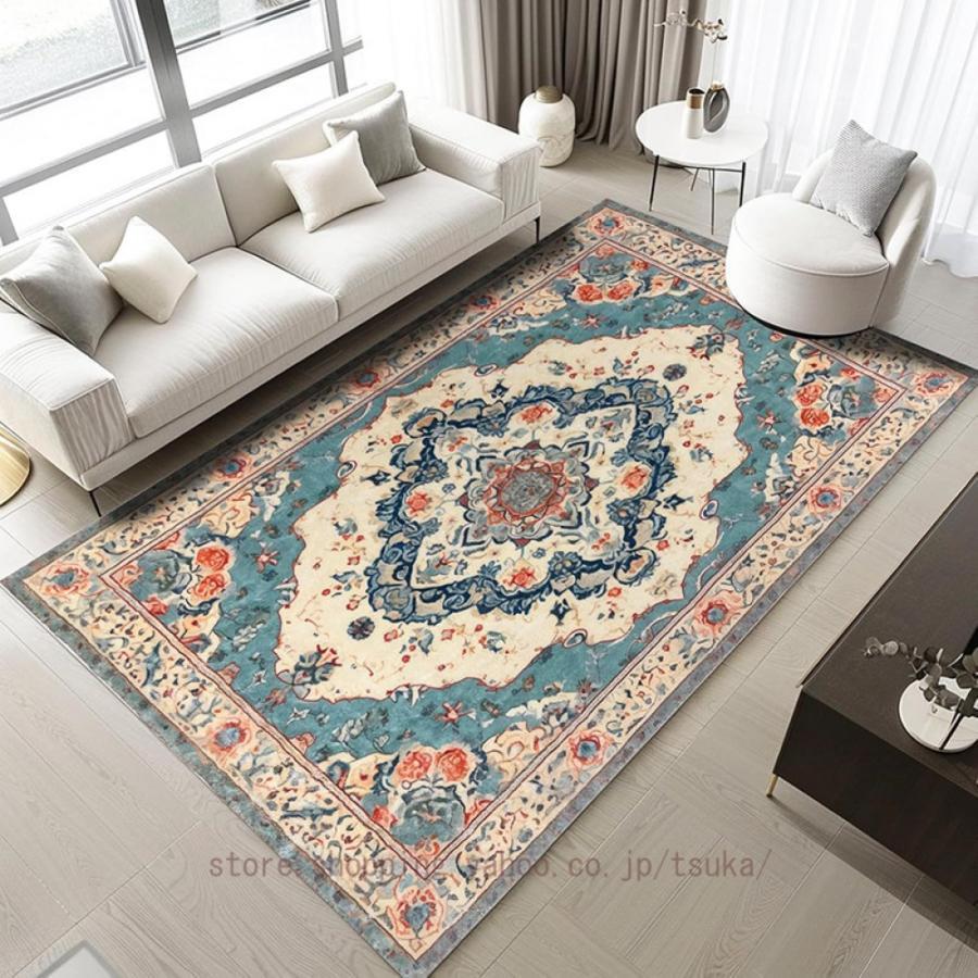 ラグ カーペット ラグマット 洗える 暖かい 冬 ペルシャ風 エスニック 花柄 おしゃれ 北欧 一人暮らし フランネルラグ らぐ マイクロファイバー
