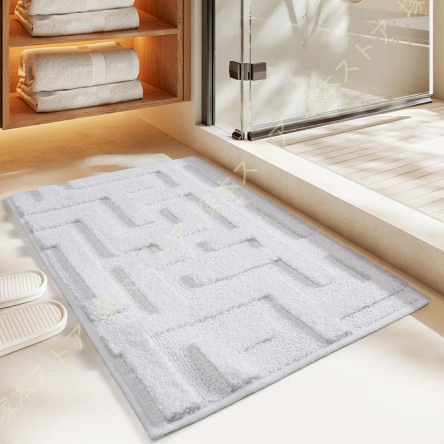 お風呂マット タオル地 滑り止め 吸水 速乾 バスマット 丸洗い 浴室 洗面所 キッチン ホテルスタイル 洗える 抗菌 防臭 足ふきマット すべり止め付き