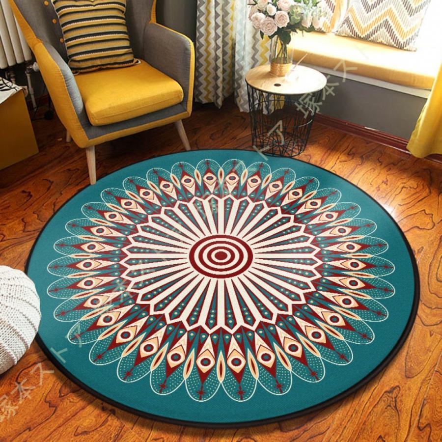 円形マット ジャガード織カーペット ペルシャ柄 ラグマット オリエント レッド 丸 ベルギーカーペット ペルシャ絨毯風 エスニック 洗える