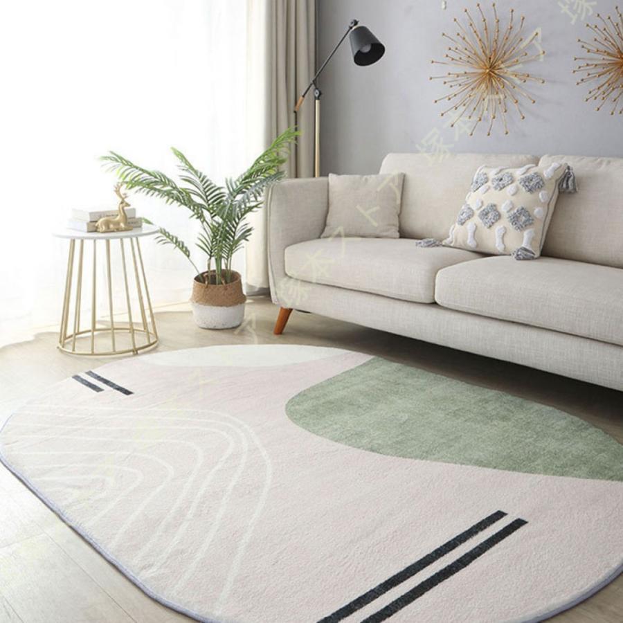 楕円 カーペット ラグマット 楕円形 ラグカーペット オーバル 絨毯 北欧 ins風 玄関マット 軽量 洗える 滑り止め 防音 おしゃれ モダン 春夏秋冬 りピングラグ