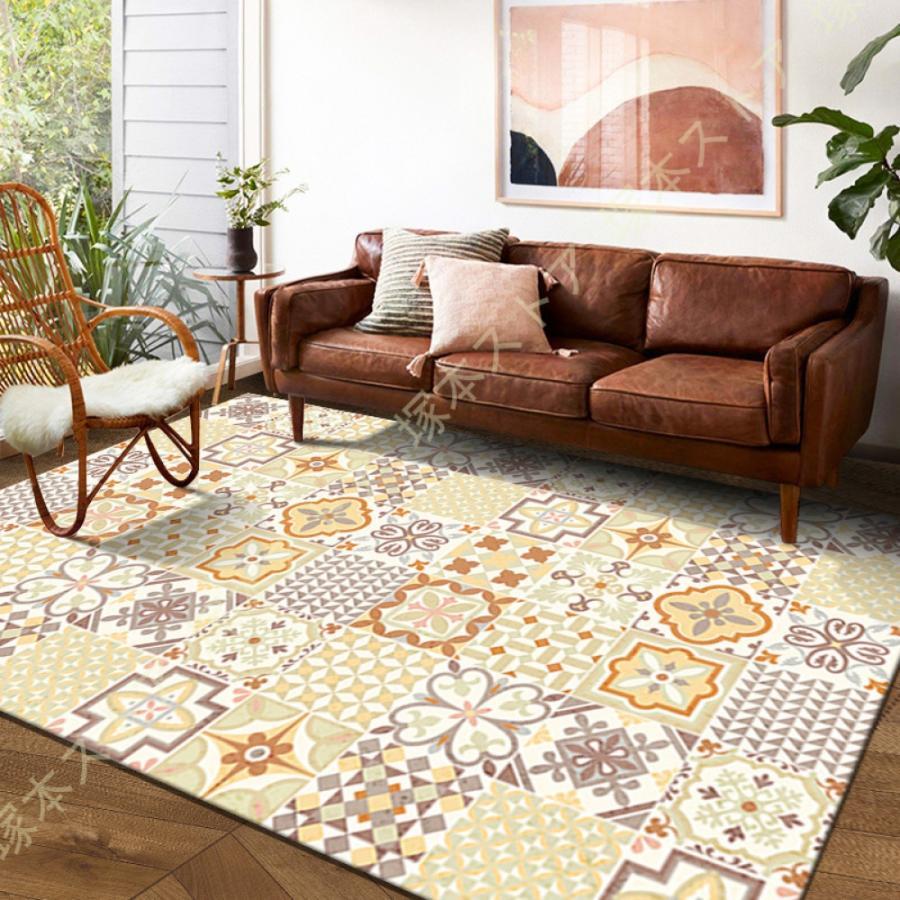 レトロ ラグ カーペット アンティーク 花柄 クラシック ラグマット 床暖房 ホットカーペットカバー対応 センターラグ コーヒーテーブルマット 居間用 洗える