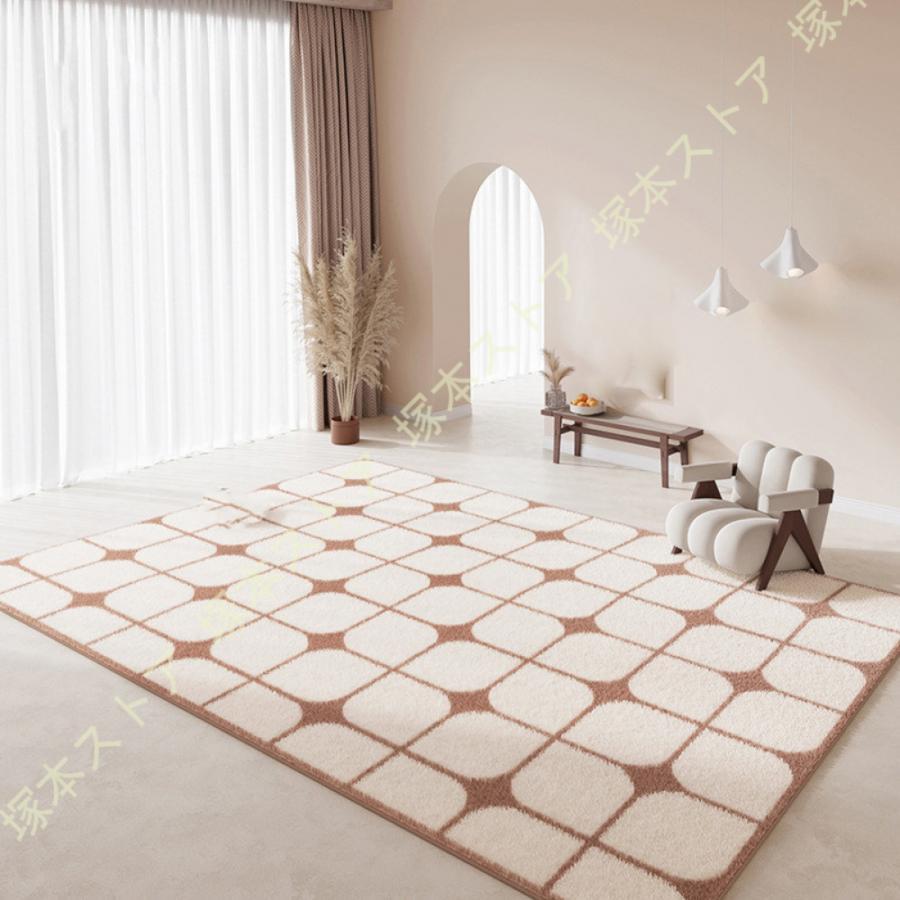 カーペット ラグ ラグマット 暖かい 冬 アイボリー オールシーズン じゅうたん 絨毯 おしゃれ かわいい 耐摩耗性 ウォッシャブル モダン 北欧 インテリア