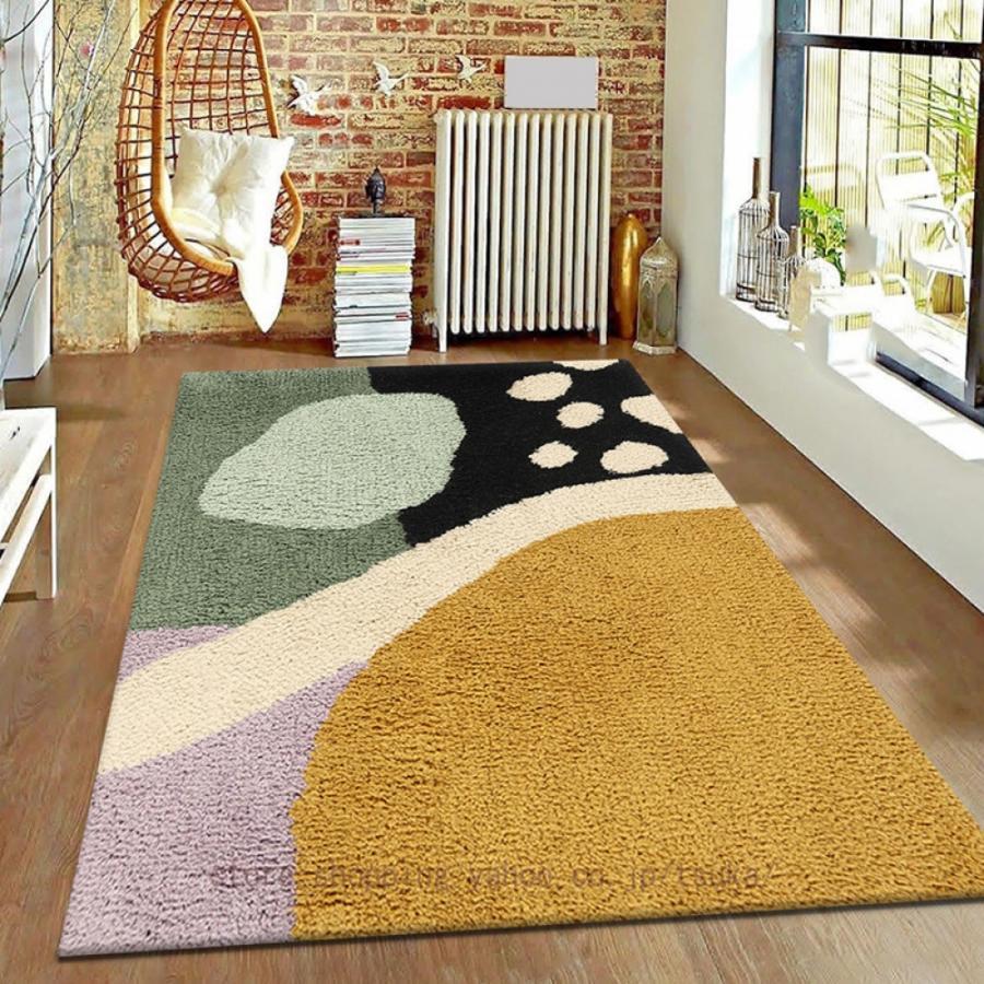 ラグ オールシーズン 洗える用 北欧 防ダニ 滑り止め付 ウォッシャブル オールシーズン 幾何学 一人暮らし 冬用マット ラグマット じゅうたん 絨毯