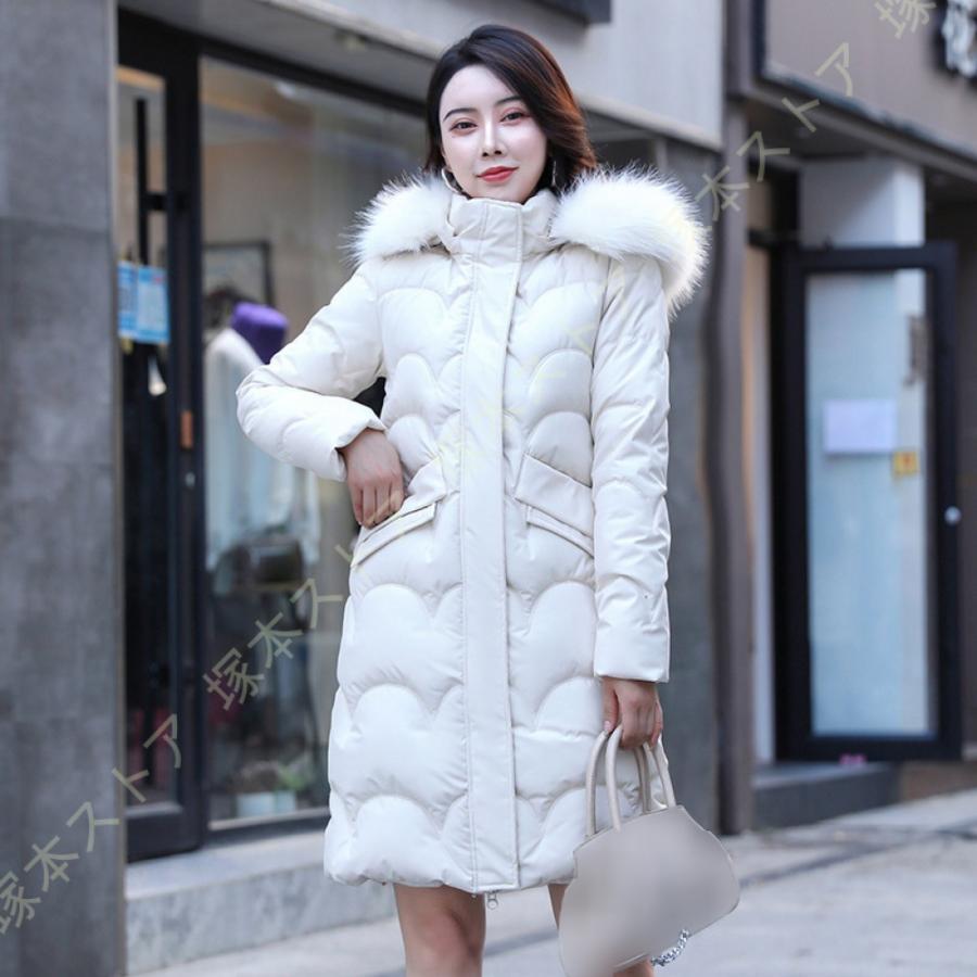 レディース ダウンジャケット 冬 厚手 防寒服 アウトドア ロングコート フードコート 無地 ファー 防風 柔らかい 中綿コート 韓国風 軽量 ファッション 暖かい