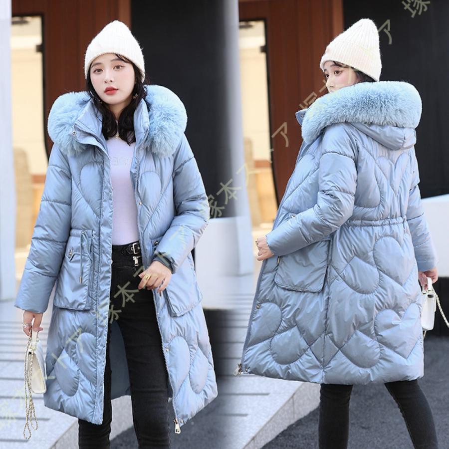 ダウンコート ダウンジャケット レディース ロング ロングコート 秋冬 カジュアル ファー フード付き 厚手 アウター シンプル 冬服 柔らかい 大きいサイズ