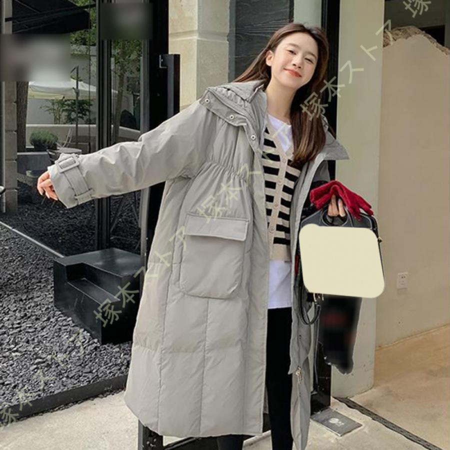ロング コート レディース ダウンジャケット フード付き 膝下 秋冬 防寒 防風 軽量 上品 厚手 着痩せ おしゃれ 通学 通勤 柔らかい 中綿コート 韓国風
