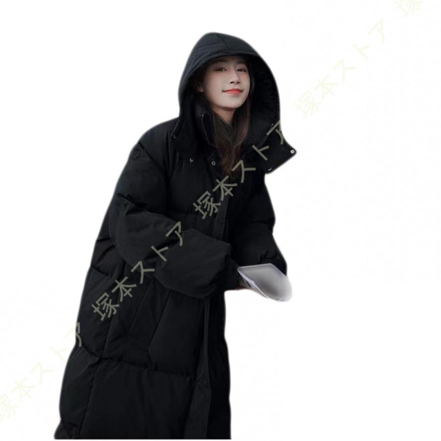 ダウンコート レディース ダウンジャケット アウター 中綿 ロング フード付き ゆったり 膝下 シンプル 暖かい 大人 おしゃれ インナーダウン ロングコート