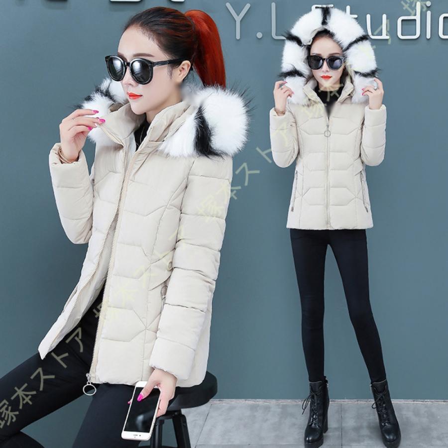 レディース 中綿ジャケット 冬 暖かい 中綿コート 無地 フードコート ファー ショート丈 防寒着 アウター 韓国風 スリム 着痩せ ダウンコート 秋冬ジャケット