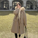 レディース ダウンジャケットコート ポケット六つ アウター チュニック 無地 防風防寒服 冬 厚手コート シンプル 防寒 中綿ロングコート ベンチコート
