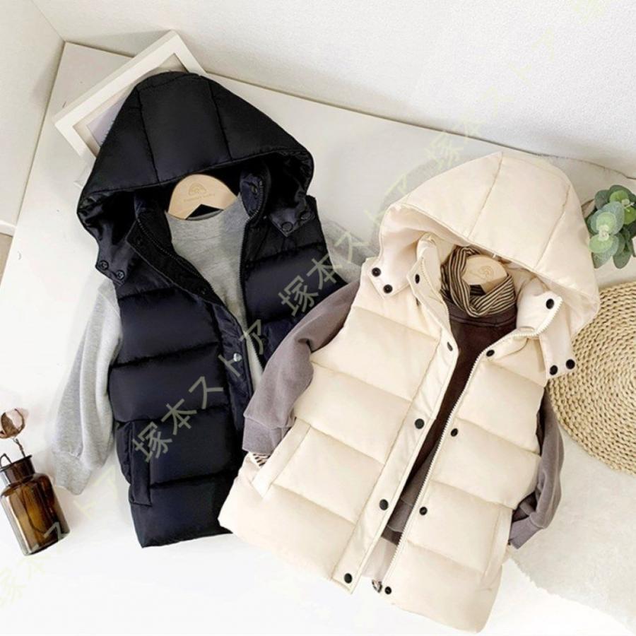 キッズ 中綿ベスト ダウンベスト 厚手 ダウンジャケット キッズ ノースリーブ 中綿ベスト 子ども 袖な..