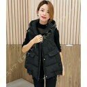 ダウン ベスト レディース ダウンベスト 女性の冬のロングコート ベスト フード付き ノースリーブの暖かいコート ポケット ダウンジャケット コート