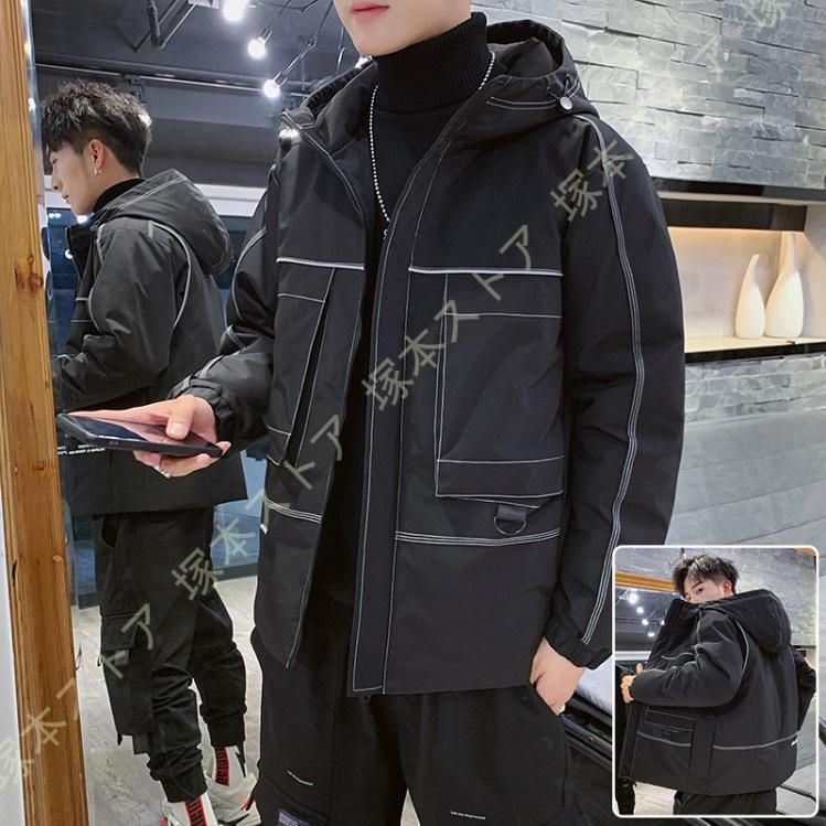 メンズ ダウンジャケット フード付き ボリュームネック ダウンコート ブルゾン 中綿ジャケット 防寒 防風 保温 暖かい 秋 冬 カジュアル アウター おしゃれ