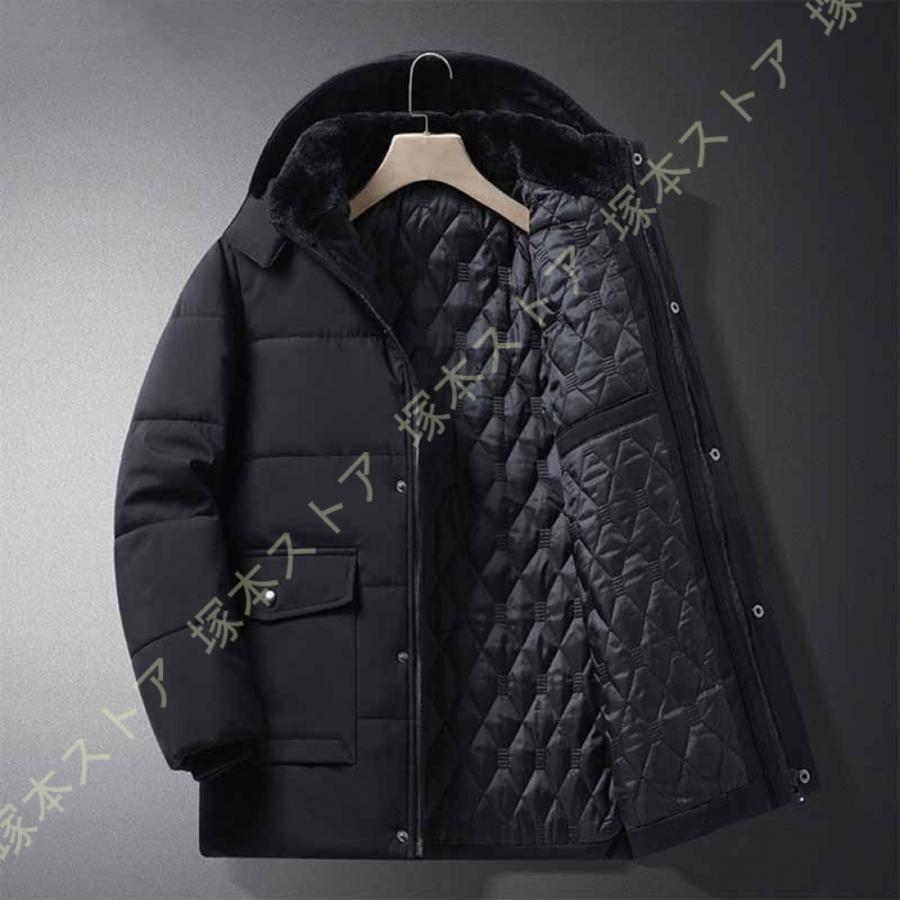 メンズ ダウンジャケット ロング丈 ダウンコート ジャンパー アウター ポケット フ...