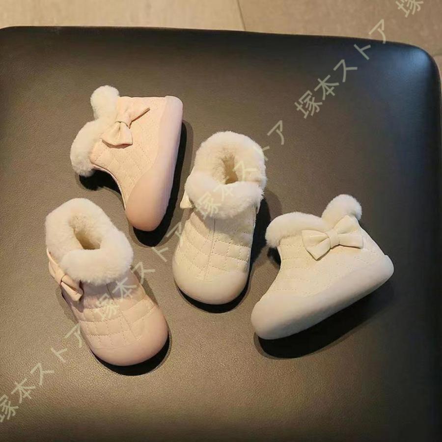 女の子 スノーブーツ キッズ ブーツ 裏起毛 防寒 子供 スノーシューズ あったか 蝶結び サイドジッパー..