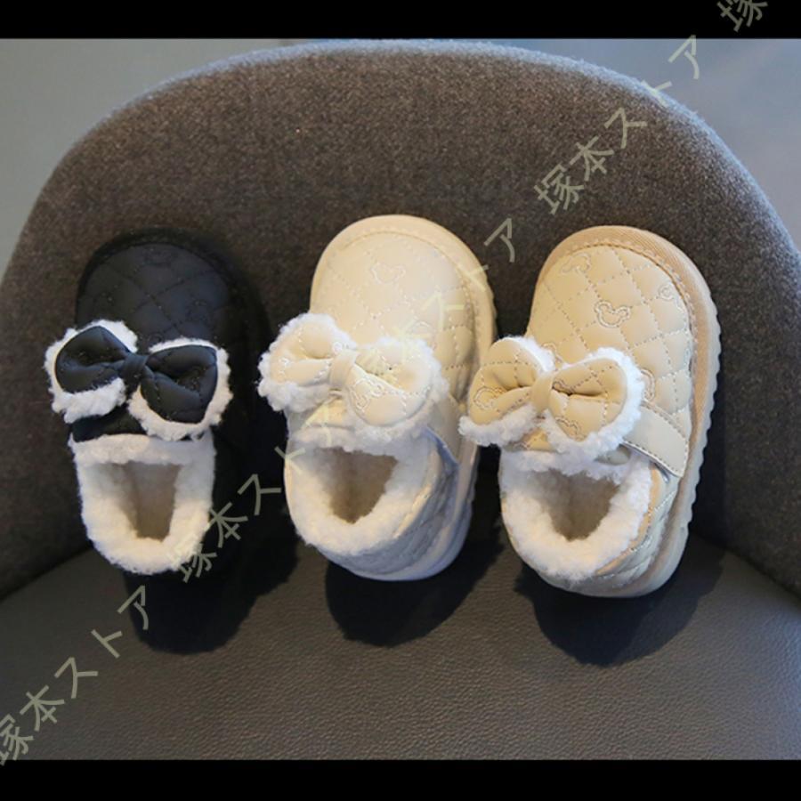 スノーブーツ キッズ ジュニア 滑り止め マジックテープ ラウンドトゥ ハイカット 超繊維 リボン 裏起..