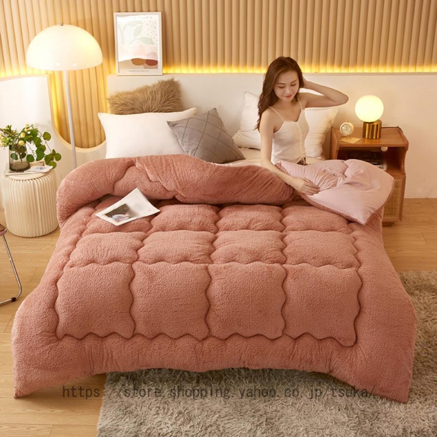 掛け布団 ダブル 暖か フリース 保温力 防ダニ 洗える 丸洗い 掛けふとん 掛布団 掛け布団 わた入り掛..