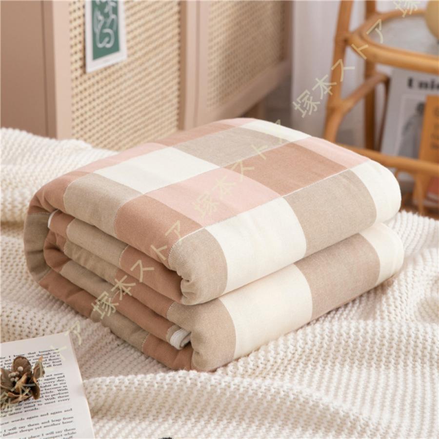 タオルケット ガーゼ タオルケット 花柄 チェック柄 シングル ブランケット タオルケット 大判 6重織り..