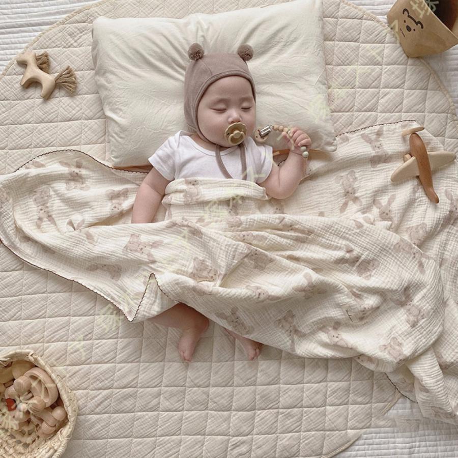 ベビーバスタオル 柔らかく 2重ガーゼ 吸水性 瞬間乾き 敏感肌適合 男女兼用 大判 コットン 捺染キルト..