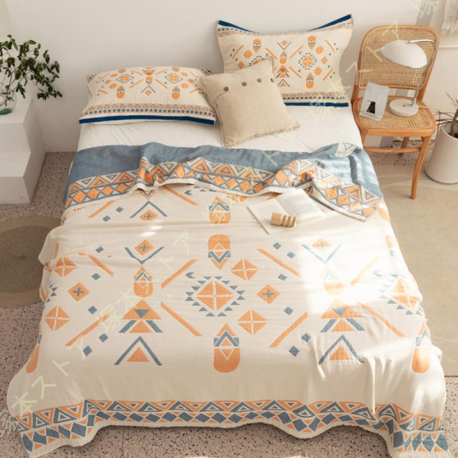 ガーゼケット ブランケット 洗える 肌掛け 毛布 4重織り 天然タオルケット 柔らかい肌触り 吸湿 通気 ..