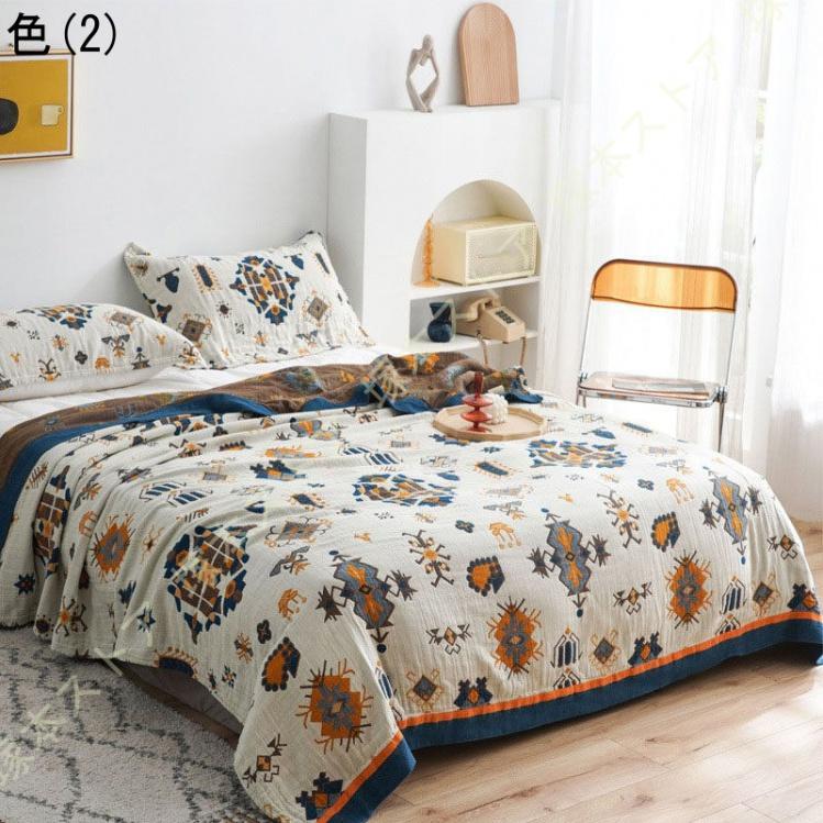 レトロ ガーゼケット ブランケット シングル 5重ガーゼ タオルケット 丸洗いOK やわらかな肌触り 保温 肌掛け 吸湿性 発散性に優れ 軽量 冬秋用 3