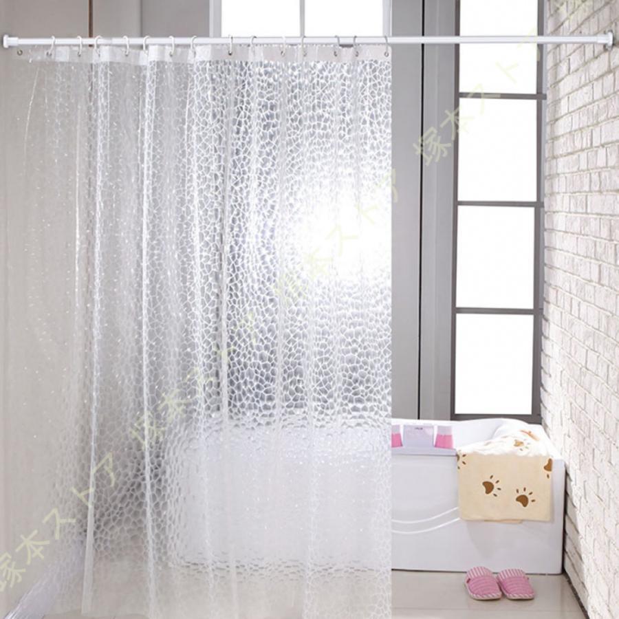 シャワーカーテン 透明 防カビ 浴室カーテン 250*250 200*200 PEVA 取付簡単 耐用性 丸石 家庭用 バスルーム バスカーテン シャワールーム 白 ピンク グレー