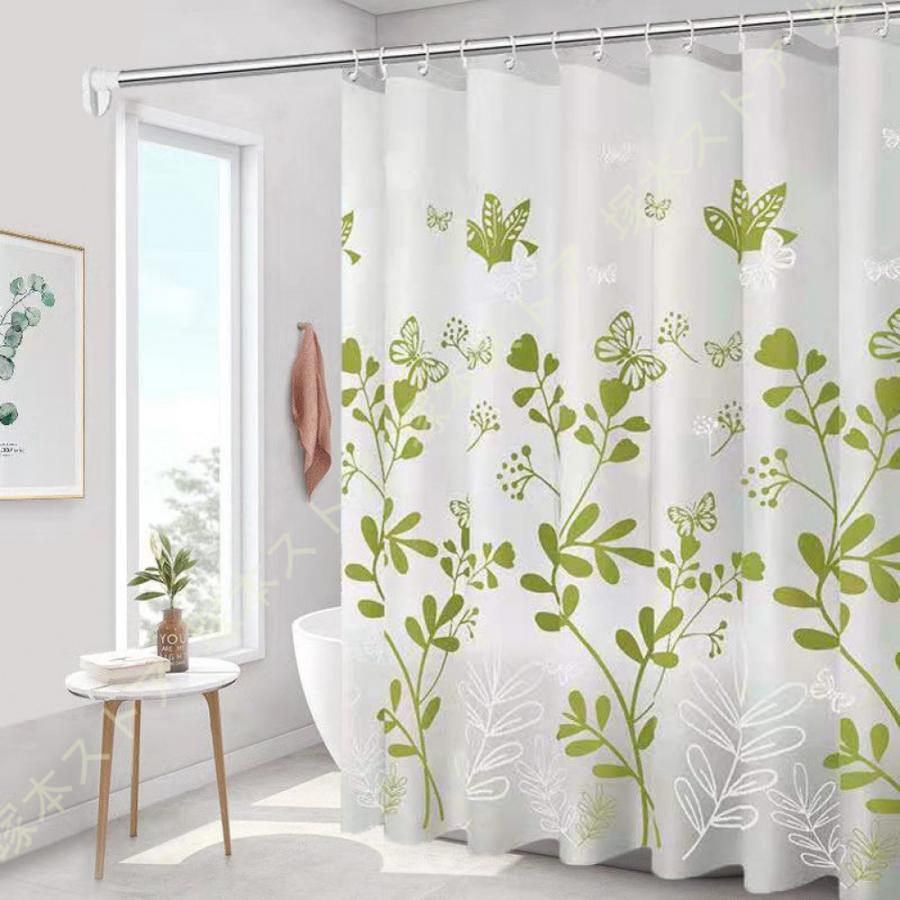 リング付き 浴室カーテン 250*250 200*200 PEVA 取付簡単 耐用性 クジラ 家庭用 バスルーム バスカーテン シャワールーム 白 ピンク グレー 透過性