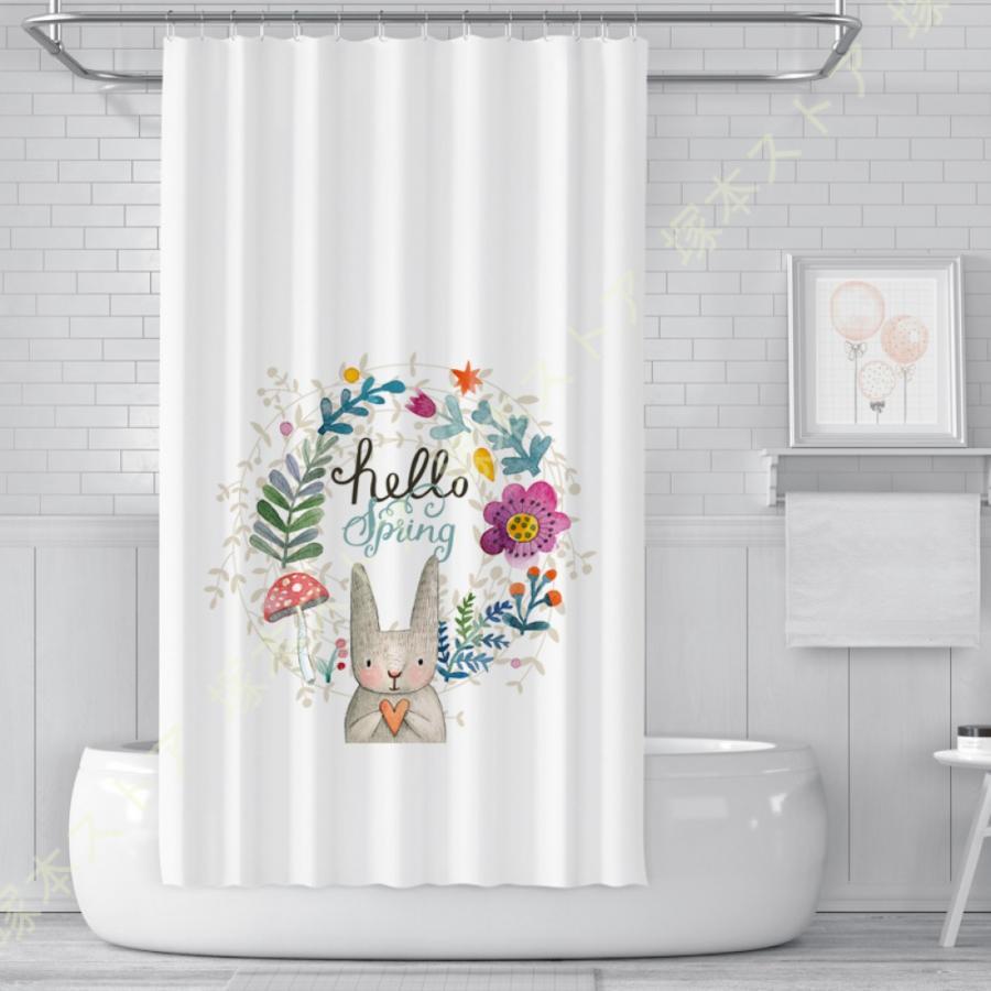 リング付き 浴室カーテン 250*250 200*200 ポリエステル 取付簡単 耐用性 動物 家庭用 バスルーム バスカーテン シャワールーム 白 ピンク グレー 透過性