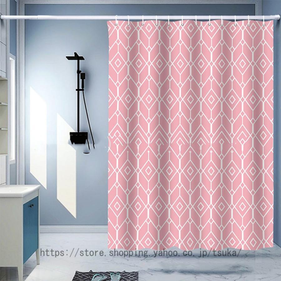 リング付き 浴室カーテン 180*180 180*200 ポリエステル繊維 保温 抗菌 外から見えない 洗面所 バスルーム バスカーテン シャワールーム 白 ピンク グレー