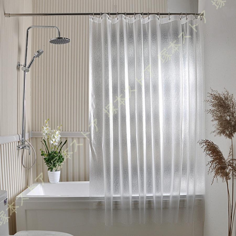 シャワーカーテン 180cm丈 透明 防カビ加工 ベーシック 丸石 北欧 180*200 180*180 150*180 洗濯可 保温 おしゃれ リング付き ホテル バス用品 家庭用 業務用