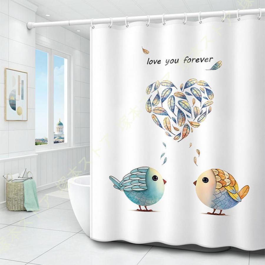 リング付き 浴室カーテン 180*180 150*180cm ポリエステル 保温 耐用性 クリア 洗面所 バスルーム バスカーテン シャワールーム 白 ピンク グレー 透過性