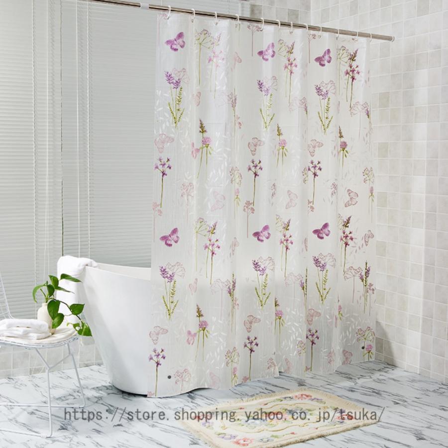 リング付き 浴室カーテン 250*250 200*200 PEVA 取付簡単 耐用性 半透明 家庭用 バスルーム バスカーテン シャワールーム 白 ピンク グレー 透過性