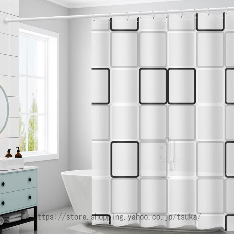 リング付き 浴室カーテン 250*250 200*200 PEVA 取付簡単 耐用性 半透明 家庭用 バスルーム バスカーテン シャワールーム 白 ピンク グレー 透過性