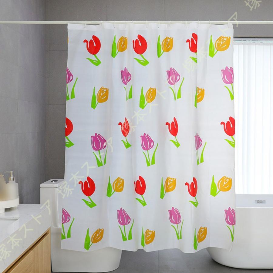 リング付き お風呂用カーテン 180*180 200*200 ポリエステル繊維 保温 耐用性 無地 洗面所 バスルーム バスカーテン シャワールーム 白 ピンク グレー 透過性