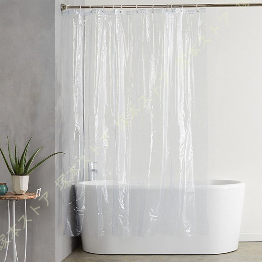 リング付き 浴室カーテン 180*180 180*200 PEVA 保温 抗菌 透明 洗面所 バスルーム バスカーテン シャワールーム 白 ピンク グレー 透過性