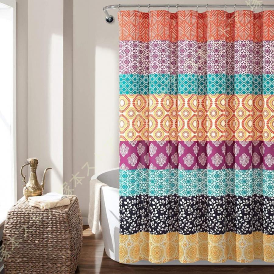 シャワーカーテン 200cm丈 防カビ 目隠し 高級 厚手 北欧 100*200 150*190 150*180 目隠し 冷暖房 おしゃれ 幾何パターン 浴室窓 お風呂用カーテン 家庭用