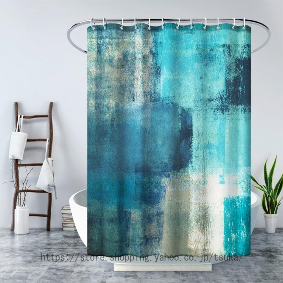 リング付き 浴室カーテン 180*180 200*200 ポリエステル繊維 保温 耐用性 半透明 洗面所 バスルーム バスカーテン シャワールーム 白 ピンク グレー 透過性