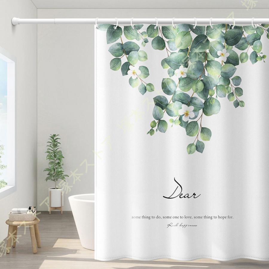 リング付き 浴室カーテン 180*180 200*200 PEVA 保温 抗菌 植物 洗面所 バスルーム バスカーテン シャワールーム 白 ピンク グレー 透過性