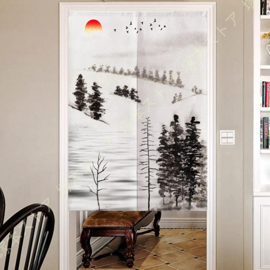 のれん おしゃれ 北欧 ロング 間仕切り 自然の風景 柔らかい キッチン ドアカーテン 柔らかい おしゃれ 目隠し 厚手 ナチュラル 90％遮光 見えにくい