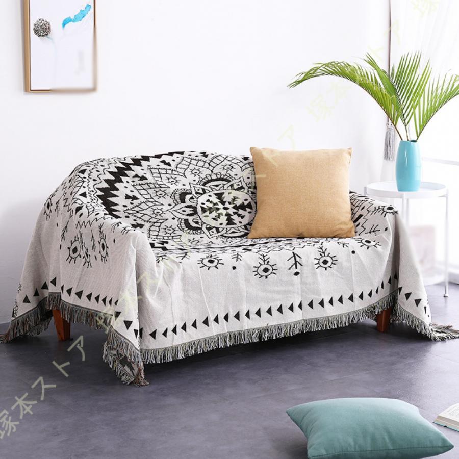 エスニック マルチカバー ソファーカバー 幾何学模様 パッチワーク キルト ベッド用毛布 絨毯 綿 北欧 ..