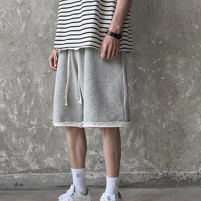 Wear - ハーフパンツ メンズ 半パン スウェット ショートパンツ 切替 重ね着 五分丈 カジュアル 膝上 夏
