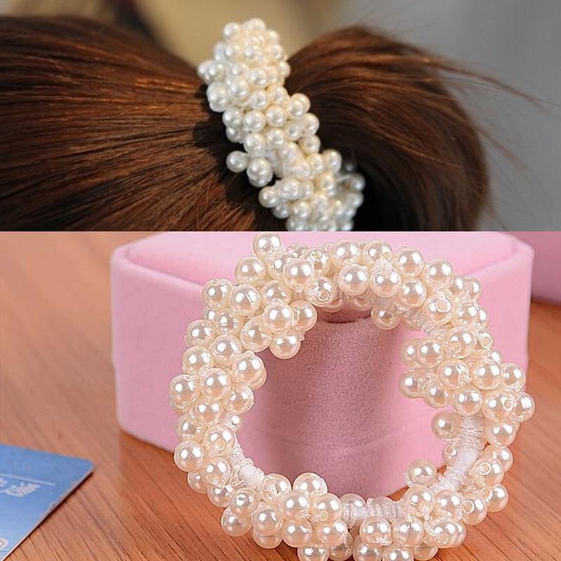 ヘアゴム レディース ヘアアクセサリー パールビーズ 小物 雑貨 ホワイト ブラック...