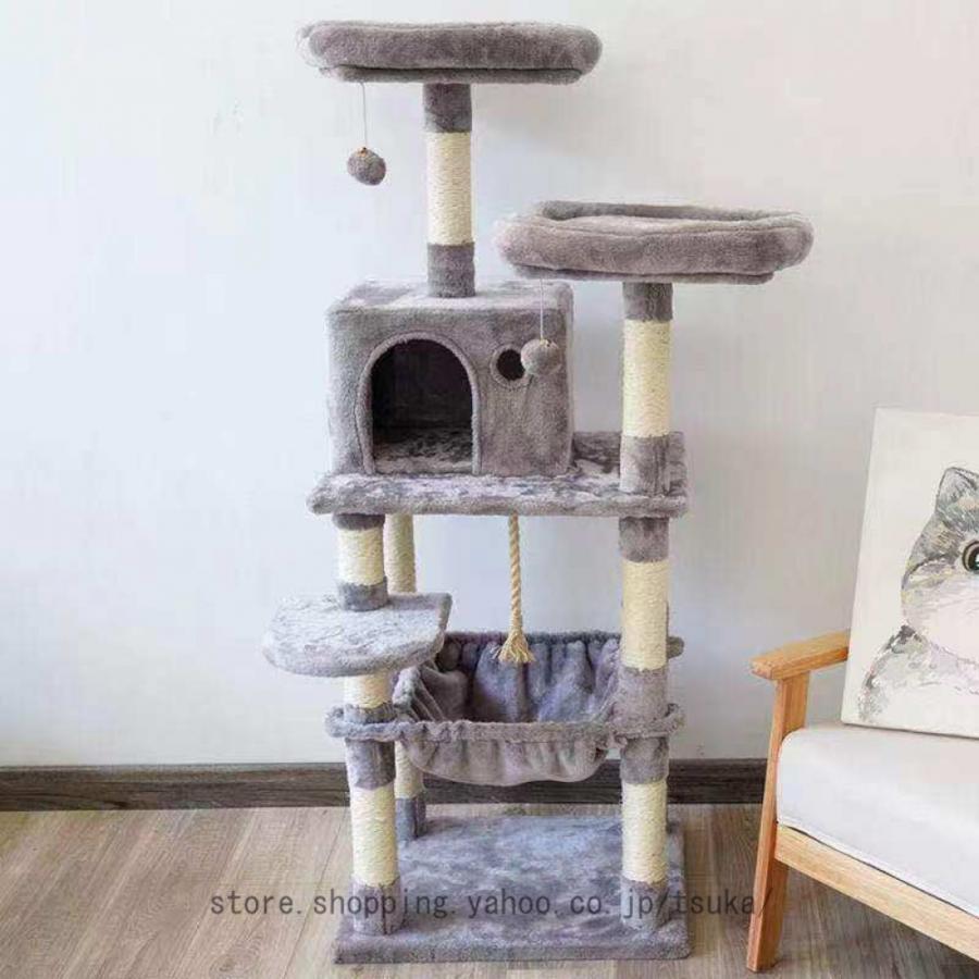適用対象：子猫から大型猫まで 猫が喜ぶ機能満載：見晴らしのよい高台、大きい隠れ家、爪とぎポール、遊び放題の幅広い台座などを取り付きました。猫ちゃんの遊び場としてピッタリの室内用キャットランドです。