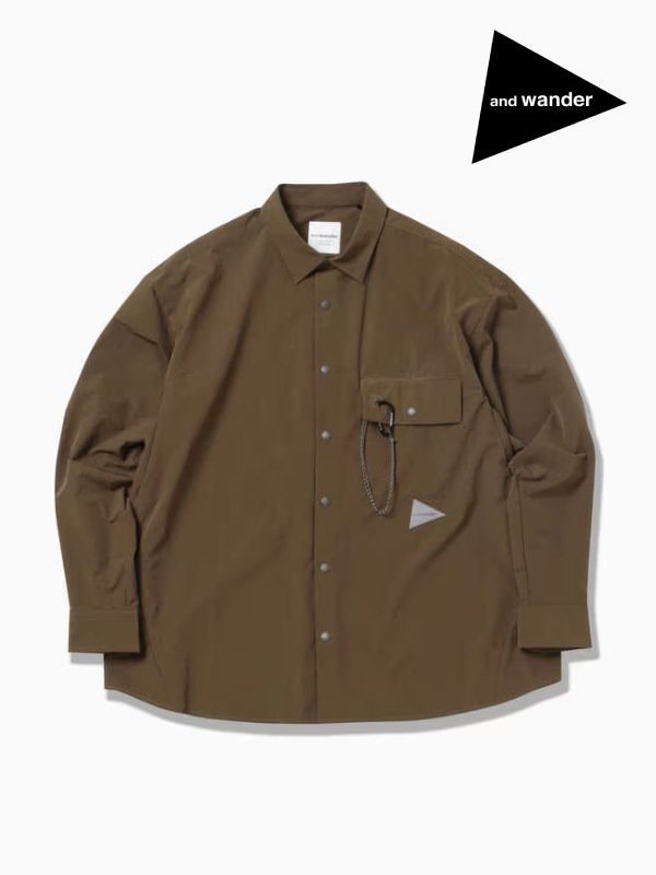 and wander アンドワンダー｜light w cloth shirt #brown [5743283071] ライトダブルクロスシャツ