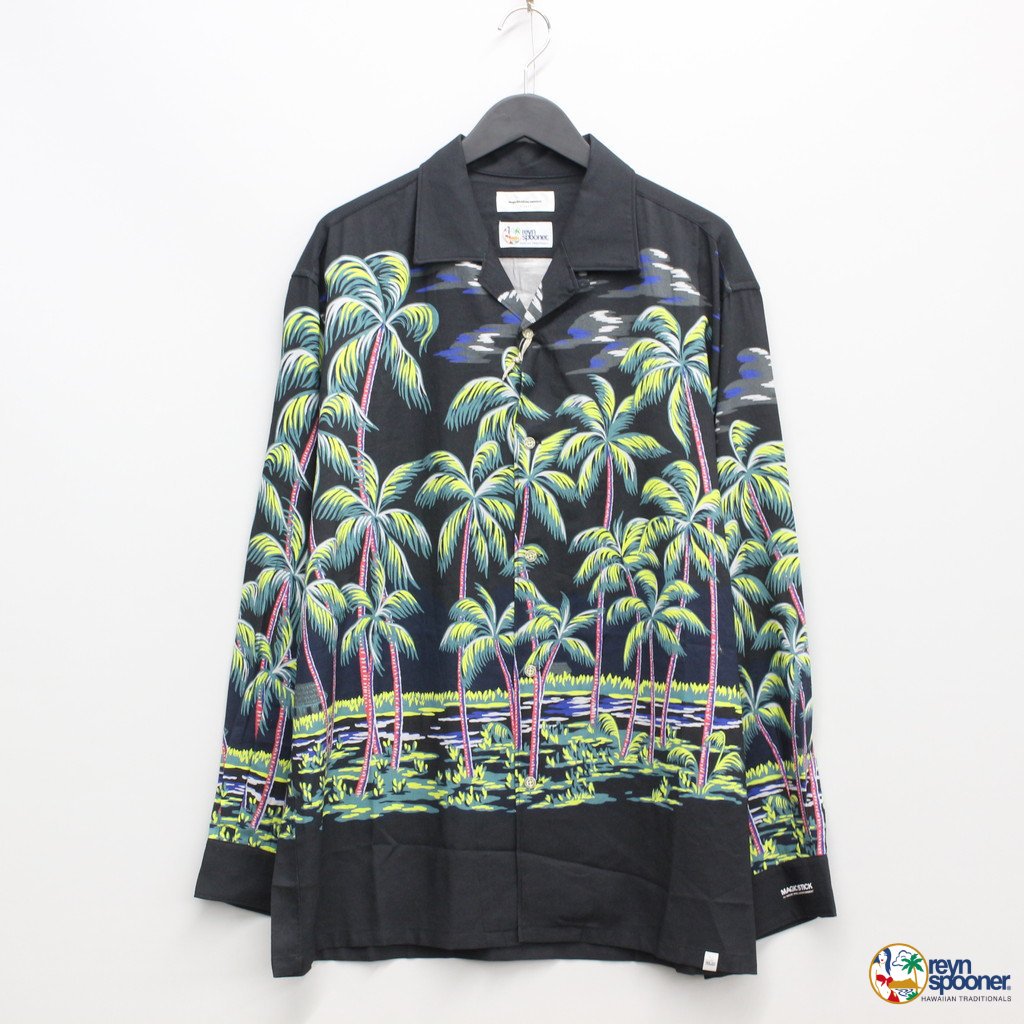 MAGIC STICK | DK PALMS HAWAIIAN SHIRT BY REYN SPOONER #BLACK PALMS [23SS-MS1-002]