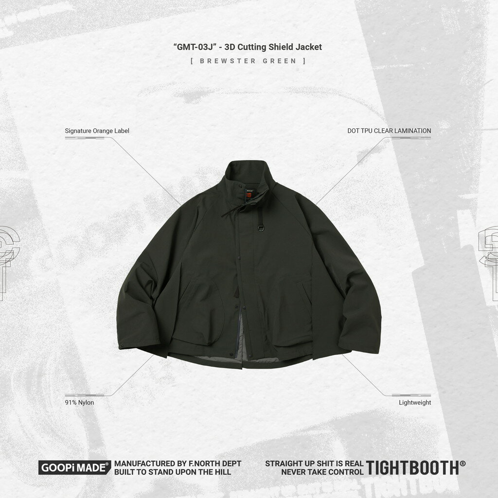 GOOPiMADE | TBPR | 「GMT-03J」 3D Cutting Shield Jacket #BREWSTER GREEN 